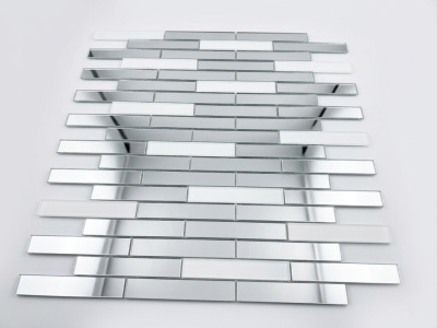 Мозаика зеркальная DecorStoneHub Zs-stik-ZS серебристая с сатином 338х320 мм стик для коридора и ниш