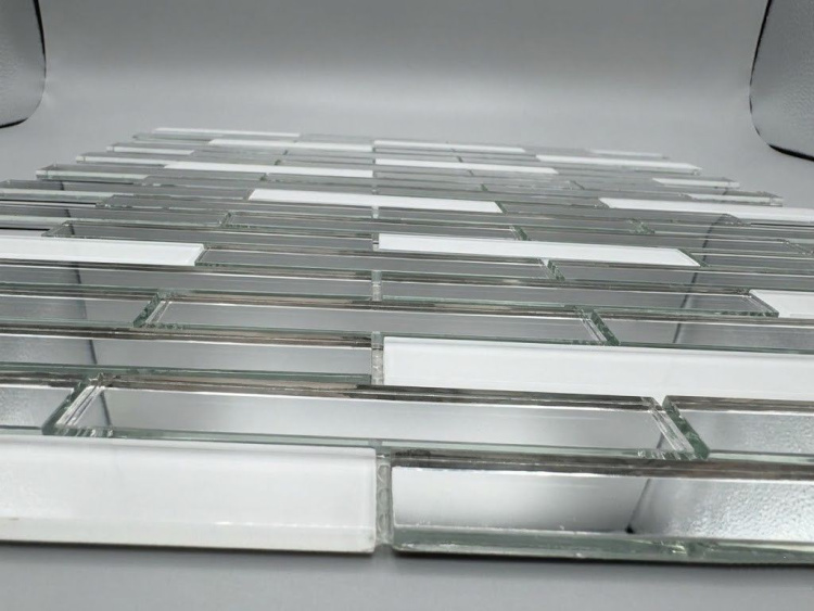 Мозаїка дзеркальна DecorStoneHub Zs-stik-ZS срібляста з сатином 338х320 мм стік для коридору та ніш