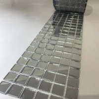 Мозаїка дзеркальна DecorStoneHub Zs-смуга-Z срібляста 1000х85 мм квадрат для інкрустації сходів