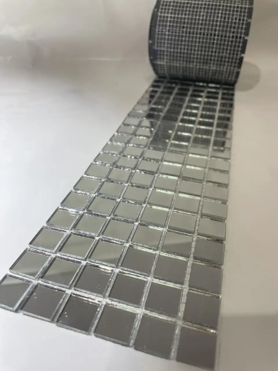 Мозаїка дзеркальна DecorStoneHub Zs-смуга-Z срібляста 1000х85 мм квадрат для інкрустації сходів
