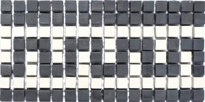 Мозаїка з керамограніту Kotto Ceramica MI7 K060607 Eleganza фриз короткий Nero/Salino 204х96х10 (10х10)
