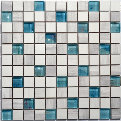 Мозаїка керамічна Kotto Ceramica СМ 3108 C3 laterizio griz/laterizio bianco/lgrunde glass 300 х 300 х 9 ( 25 х 25 )