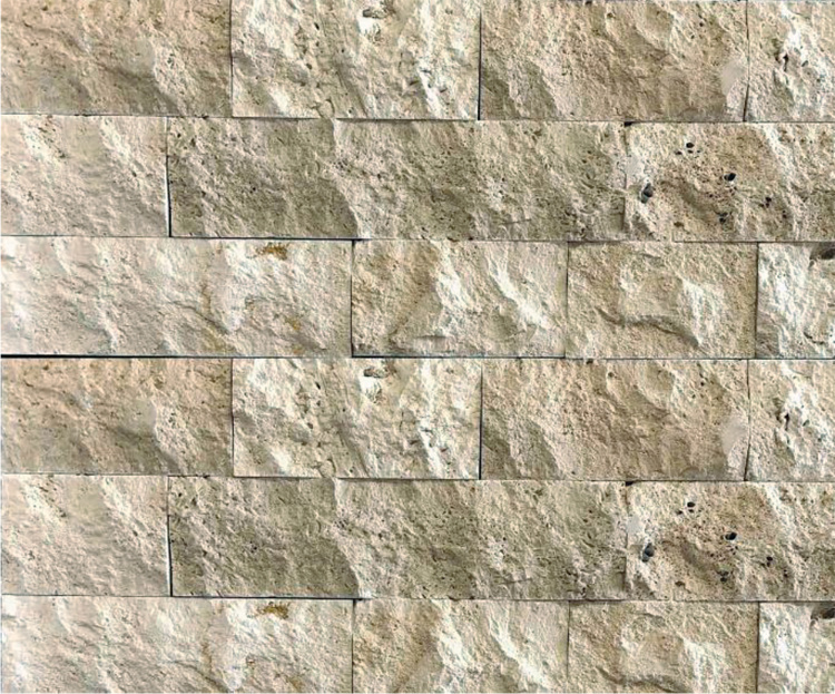 Плитка из травертина Classic Light Split Face 2х10см х FL (свободная длина) бежевая с колотой поверхностью